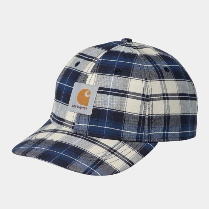 Topi Carhartt WIP Plaid Motif Kotak - Blue Navy Original Style