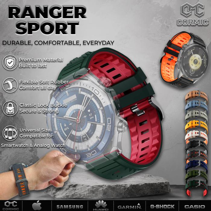 Strap Smartwatch RANGER SPORT CormiC Tali Jam Tangan Karet Rubber 22mm 20mm 18mm 24mm 26mm Universal