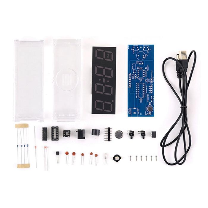 Digital LED Electronic Alarm Clock DIY Kit Soldering Four LED Digital
