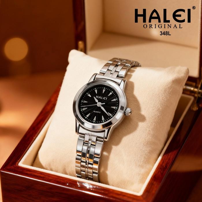 New HALEI IND 348 L - Bergaransi Jam Tangan Wanita Halei Original Fashion Analog Rantai Stainless An