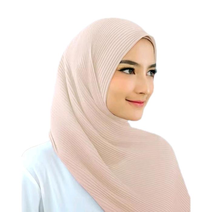 Pashmina Plisket cream  Pashmina Plisket warna cream