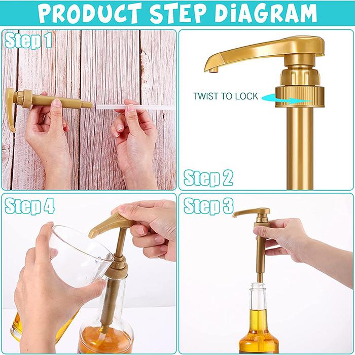 1/5Pcs Fruit Syrup Pressure Head Coffee 750ML Dispenser Syrup Pump