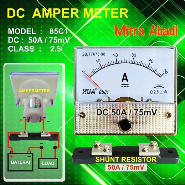 Amperemeter ANALOG DC 50A/50.000 mA 75 mV + Shunt Resistor