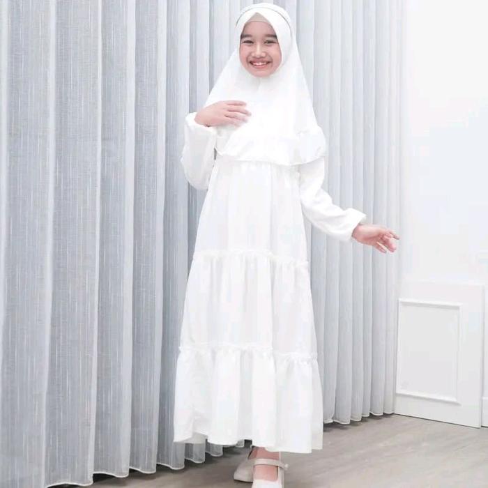 Baju Anak  Ufairah Kids GAMIS Muslim +HIJAB UFAIRAH S M L XL Bahan Syakila HQ Tebal Adem Elastis Mot