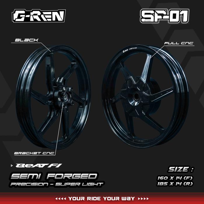 G-REN MAGS SEMI FORGED SF-01 | 160 / 185 - 14 | HONDA BEAT FI | - VELG VELK 1.60 x 1.85 R14 PALANG 6