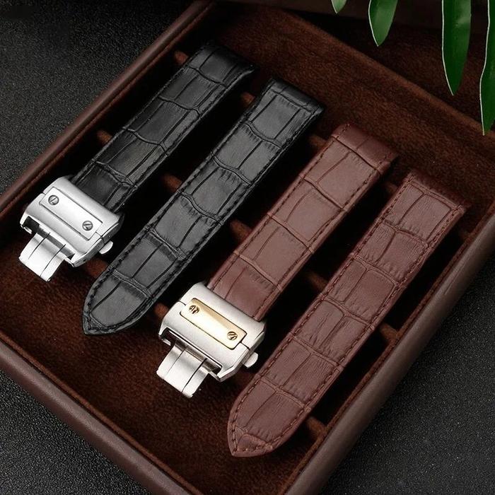 Tali Jam tangan Kulit Pria Dan Wanita Tali jam Cartier Santos Diskon