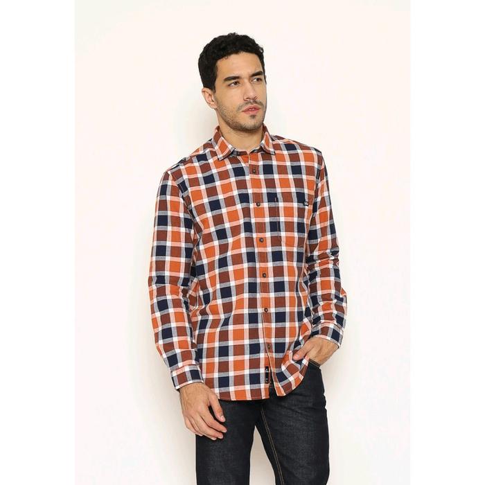 kemeja Lois lengan panjang Pria Casual Slimfit Dewasa Katun Kotak