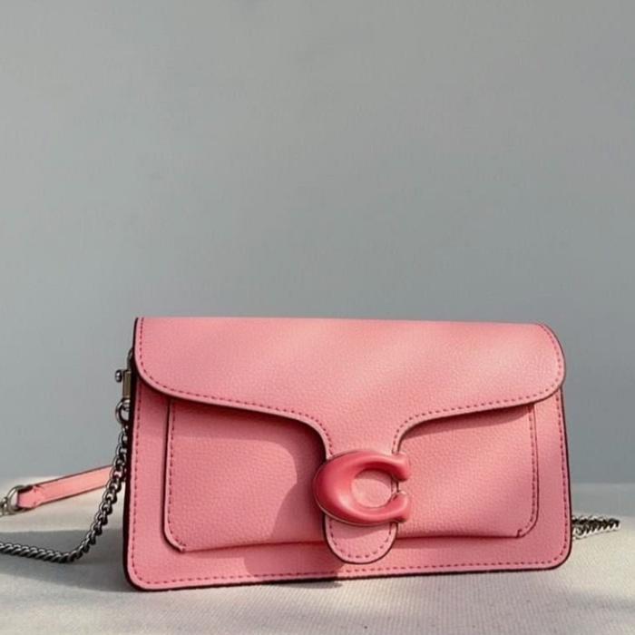 Tas Coach CJ925 Tabby Chain Wristlet In Pink Leather