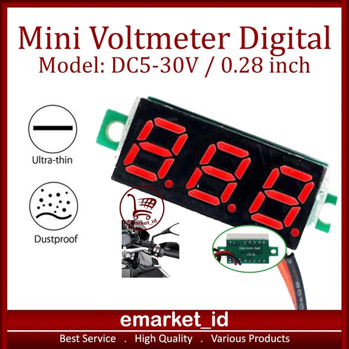 Mini Voltmeter Digital 0.28 inch DC5-30V / Volt Meter DC Indikator Aki