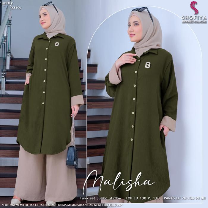 4zima Malisha Set Tunik Jumbo LD 130 by Shofiya Busui Adem Pinggang Karet