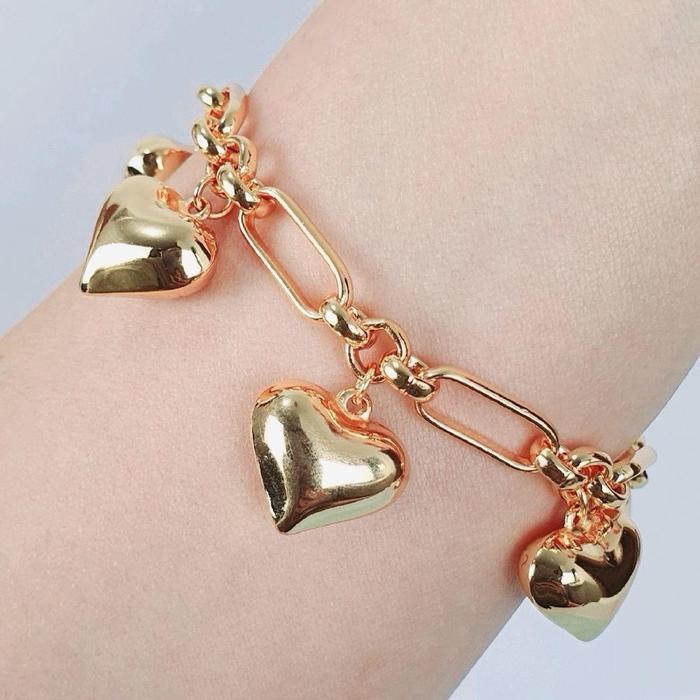 Gelang rantai paperklip love kilap besar kaitan udang