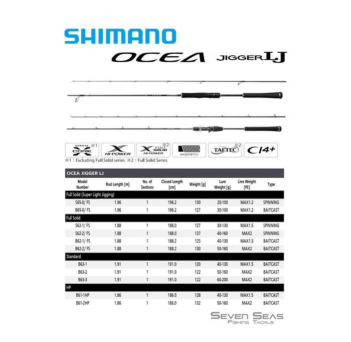 Shimano Ocea Jigger LJ Light Jigging Rod Joran Pancing