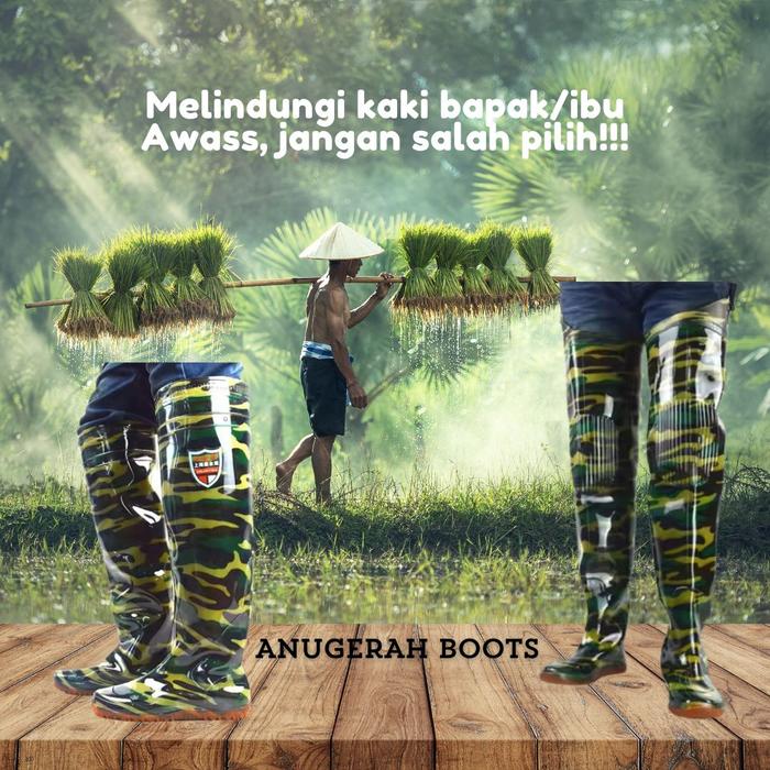 Sepatu Boots Boot Bot Pendek Petani Sawah Karet Kebun Nelayan Tambak Rawa Doreng Loreng