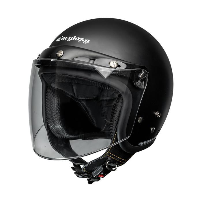 Cargloss CFM Retro Visor Pet Helm Half Face - Black Doff