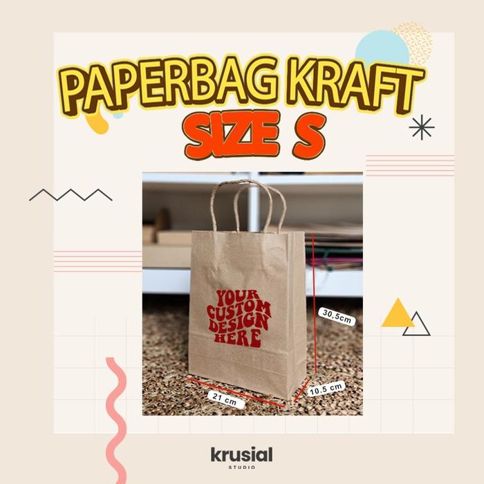 Paper Bag Custom Kraft Coklat S 21x10.5x31cm 125gr | Tas BElanja kertas Tebal - Free Design