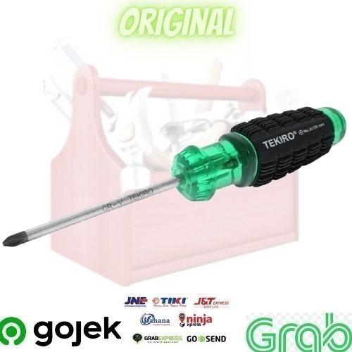 TEKIRO OBENG GAGANG KARET HIJAU PLUS ( + ) OBENG KEMBANG SERIES