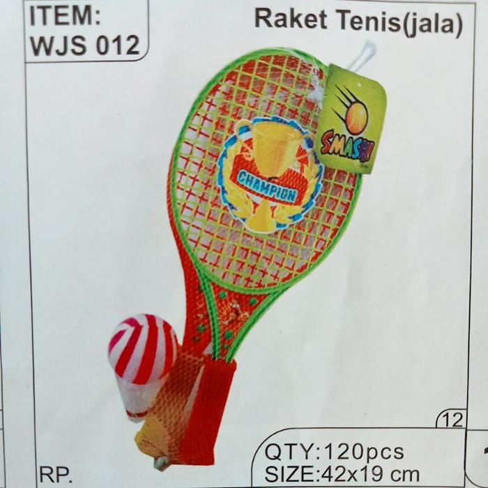 WJS012 Mainan Raket Tenis Jala isi Sepasang Raket Plastik dan Kok bulutangkis plastik dan bola WJS-0
