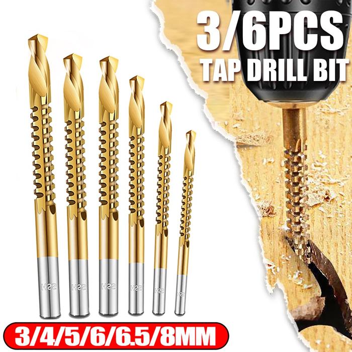 6PCS Cobalt Drill Bits Set Spiral Metric Composite Tap Drill Bit Tap