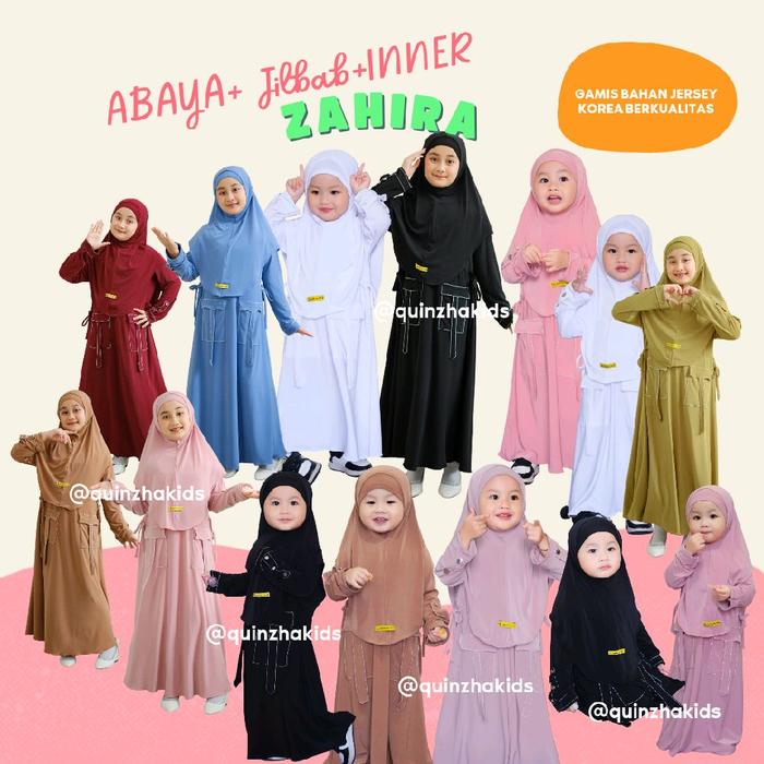 Gamis Anak Little Hijabers ID Plus Jilbab Syar'i | Umur 1 2 3 4 5 6 7 8 9 10 Tahun Bahan Jersey Kore