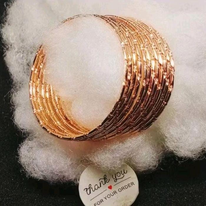 Gelang  Tangan Anak Motif Kroncong Ukir Isi 6 PCS Gold Asli Titanium Perhiasan Tidak Mudah Luntur An