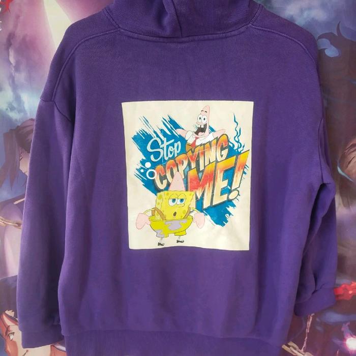 SpongeBob SquarePants x NII Stop Copying Me Art Purple Official Hoodie Jaket Jacket Original Second 