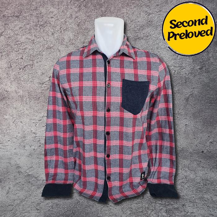 Baju Kemeja Panjang Flanel G By GUESS - Size S / Lebar Dada 48 cm - Original - Second