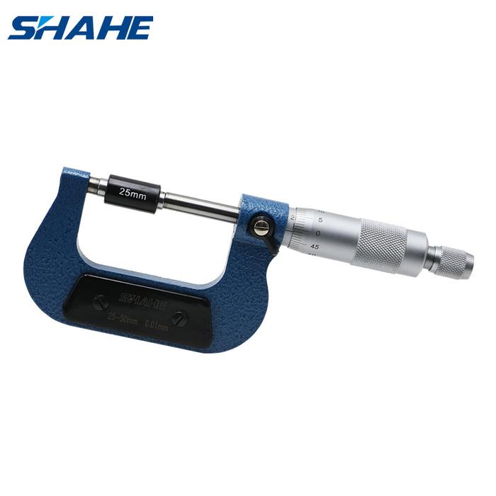 Shae mikrometer 25-50mm 0.01mm, alat presisi mikrometer luar 5201-50