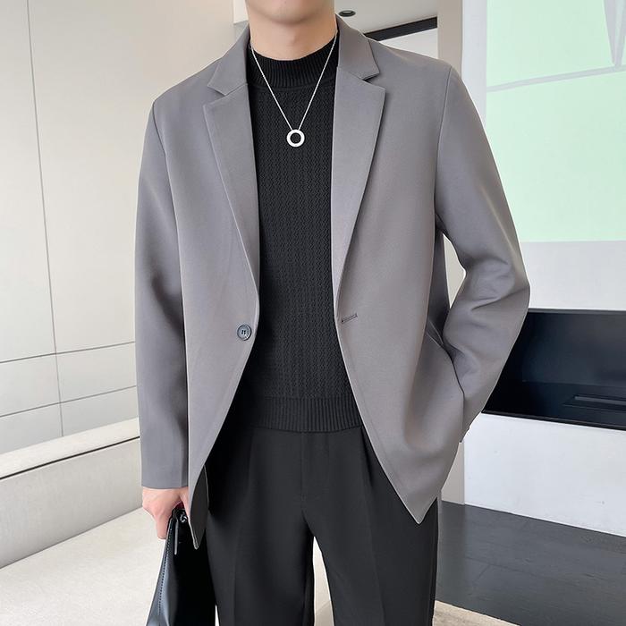 Spring Autumn Mens Blazers Coats Single Button Smart Casual Suit Jackets Men Solid Loose Fashion You