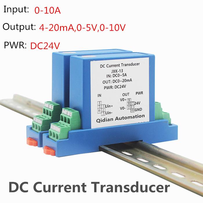 DC Current Transmitter Transducer 0-10A Input monitor og 4-20mA