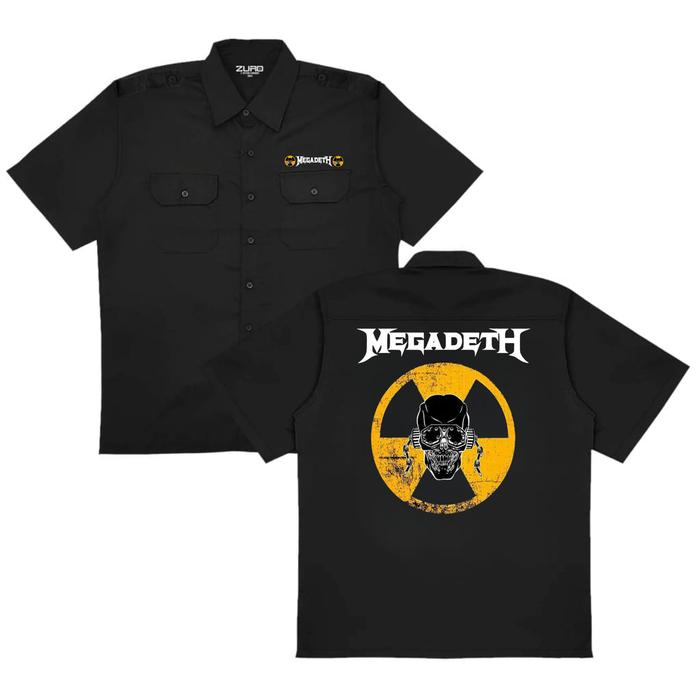 Arsic Workshirt Megadeth kemeja kerja pdh warna hitam pdl kemeja pria wanita