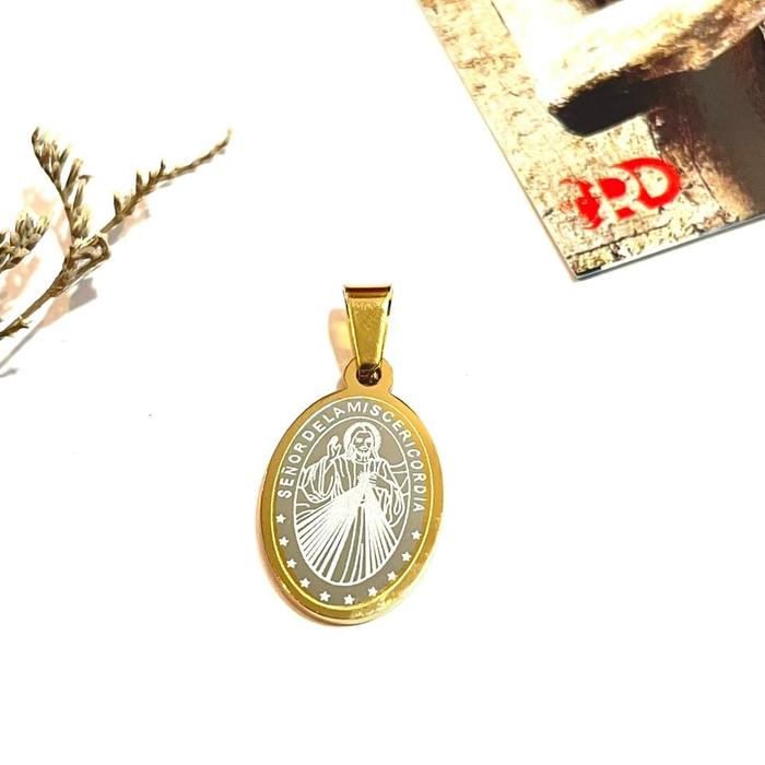 LIONTIN Yesus Kerahiman Besar Gold 2 sisi - RUMAH DEHONIAN