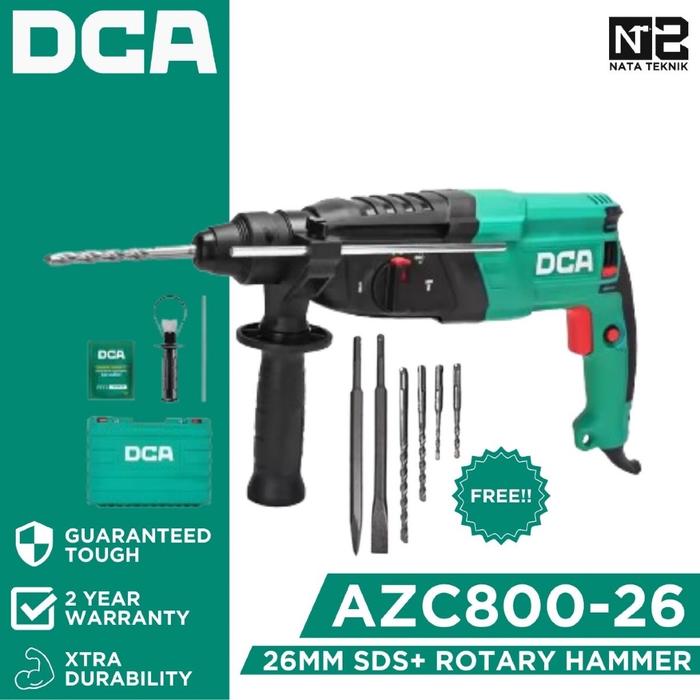 DCA AZC800-26 Mesin Bor Bobok Beton 26mm SDS+ 3 MODE Rotary Hammer Drill AZC800-26 DCA