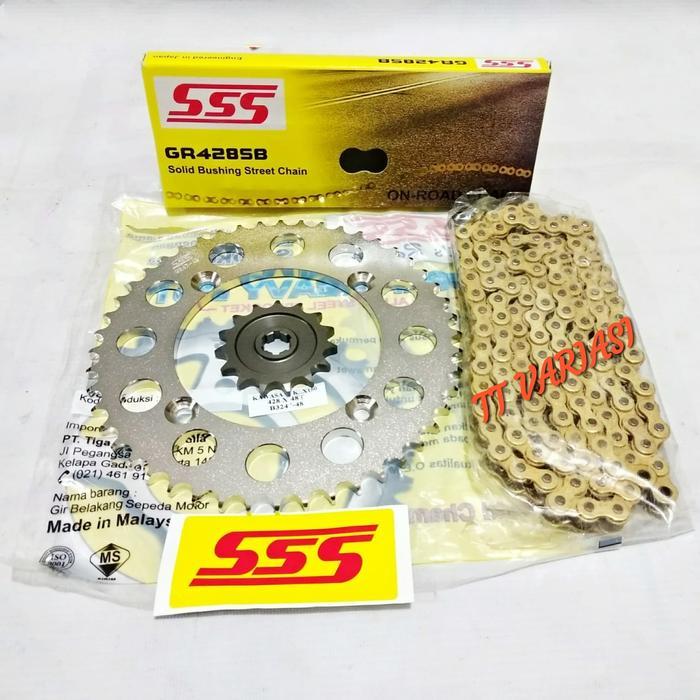 Gear Set Sss Klx 150 D-Tracker 12-15 46-50 Rantai Sb-130L #Gratisongkir