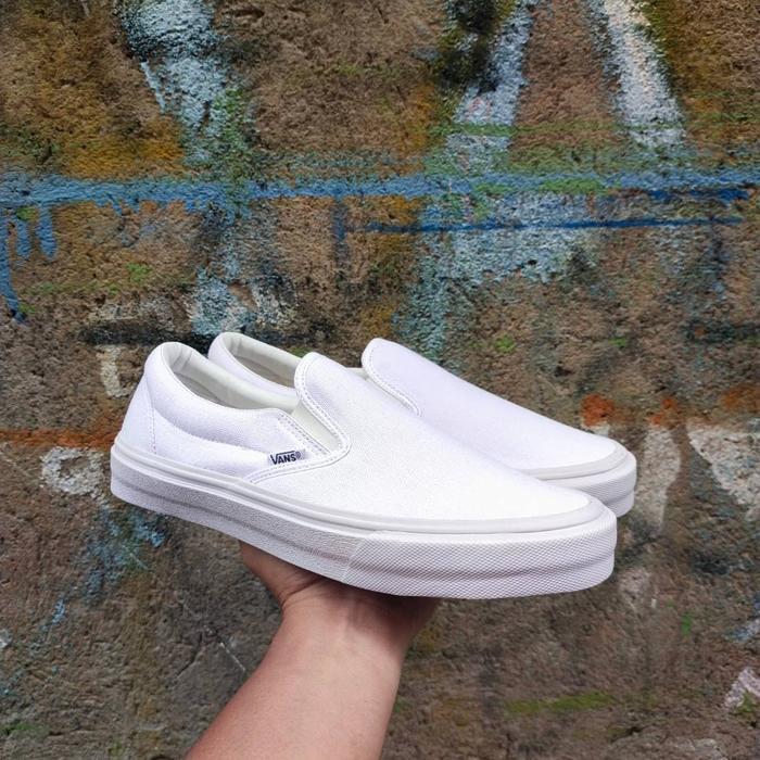 SEPATU SLIP ON PRIA WANITA VANS SLIP ON PUTIH POLOS KANVAS LUKIS
