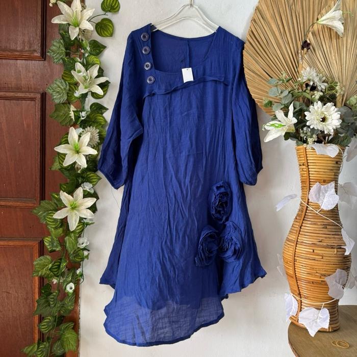 Tunik Biru Elektrik Katun