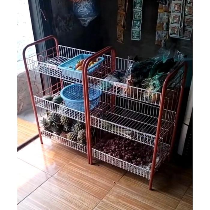 RAK SERBAGUNA RAK SALON RODA RAK BESI DORONG RAK MULTIFUNGSI MASTER 3 SUSUN