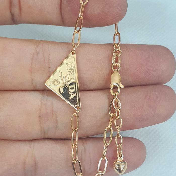 GELANG HOLLOW PAPERCLIP SEGITIGA TANPA MATA EMAS 70% 700 70 % 16K