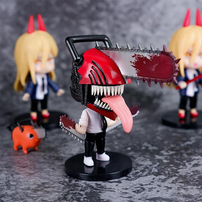 6Pcs Chainsaw Man Figure Pochita Denji Power Action Figure Power Pochita Denji Chainsaw Man Untuk Ko