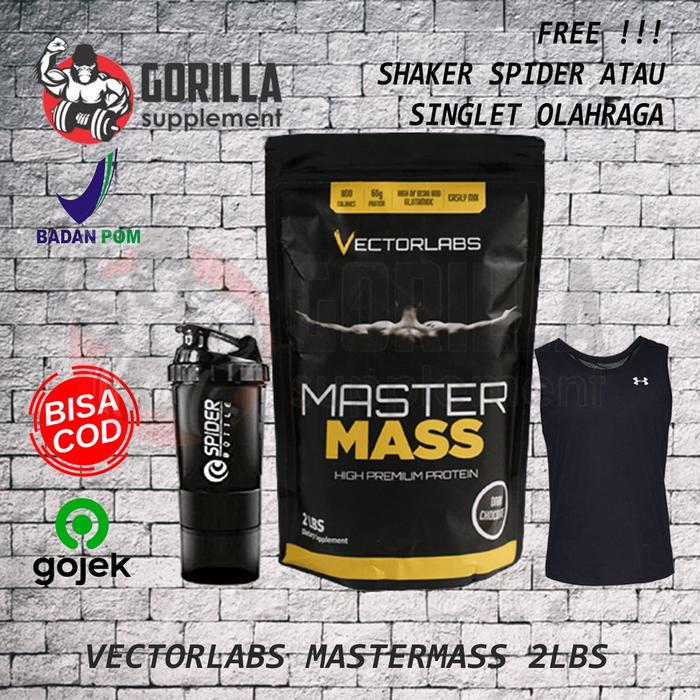 GAINER MASTERMASS GAINER 2LBS 900 GRAM BPOM VECTORLABS VECTOR LABS SUSU PENGGEMUK BADAN FITNESS GYM