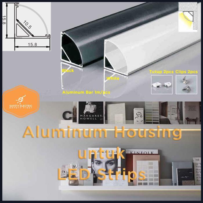 aluminium housing casing untuk lampu led strip rigid bar 1m tebel 'L' *