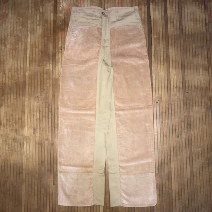 VINTAGE Y2K MARITHE FRANCOIS GIRBAUD MIX CORDUROY WIDE LEG BUCKLE BACK FLARE PANTS lanvin pleats ple
