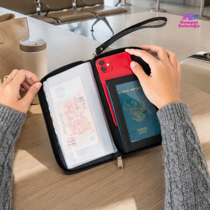 Dompet Keluarga - Dompet Paspor Tempat Paspor Tiket Umroh Multifungsi