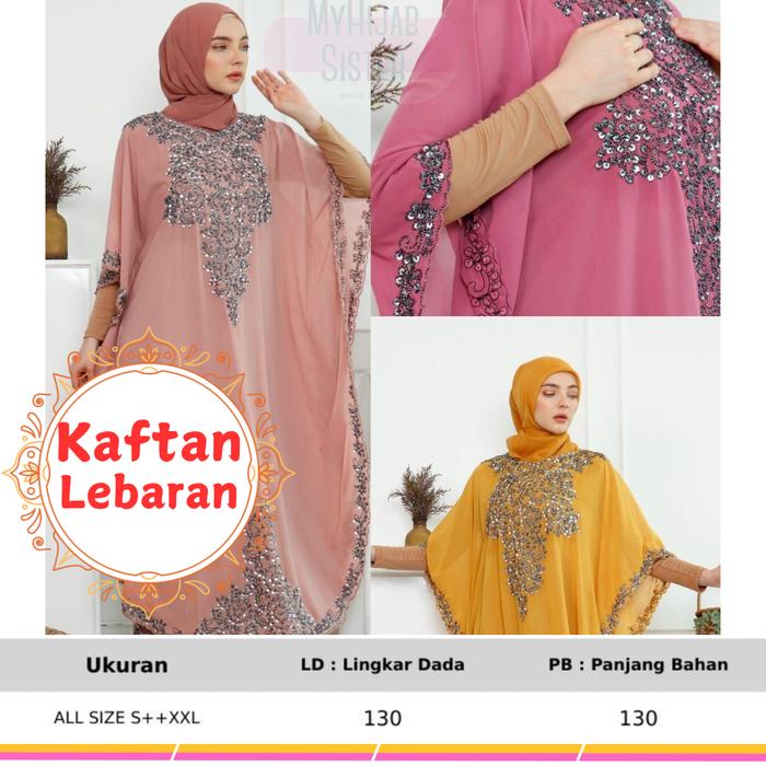Kaftan Gemini Asmirandah Rossy Sargib Payet Mewah Outer Bahan Sifon Premium Cantik Muslim Gamis Dres