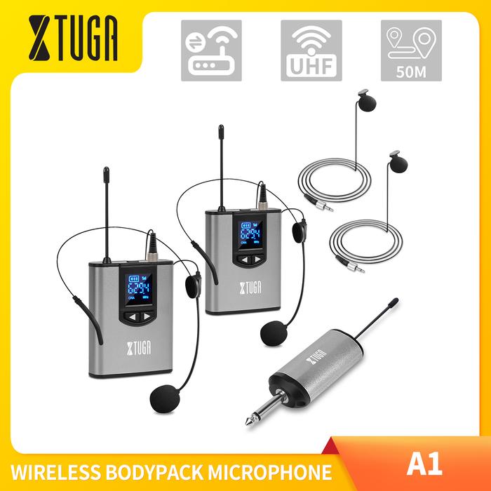 XTUGA A1 Mikrofon Nirkabel UHF, Headset Pertandingan Transmiter