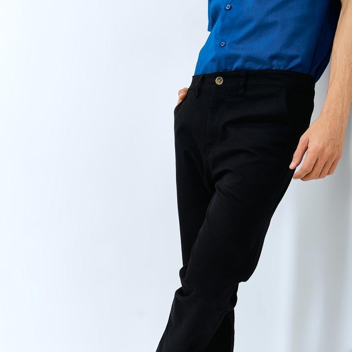 Celana Pria Chino Panjang WD & CO. Black Slimfit Bahan Stretch