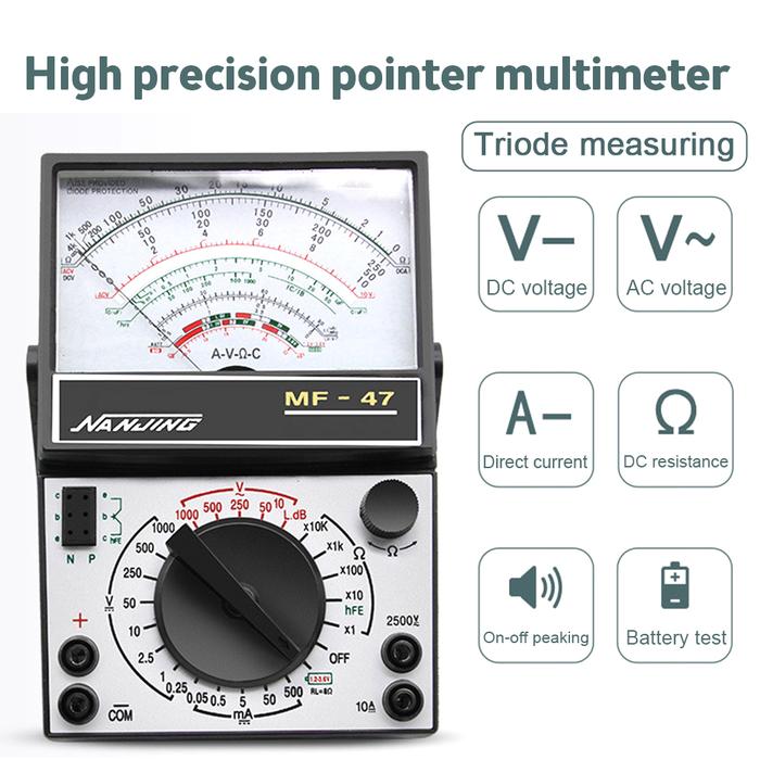 MF-47 Multimeter Needle Type Universal Meter Pointer DC/AC Voltage DC