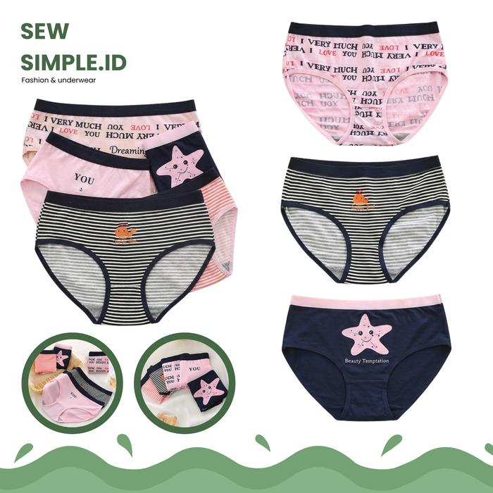 CD Cewek Dewasa Remaja Pendek Imut Fashion Undies Celana Dalam Motif Segitiga Wanita Corak Cantik - 