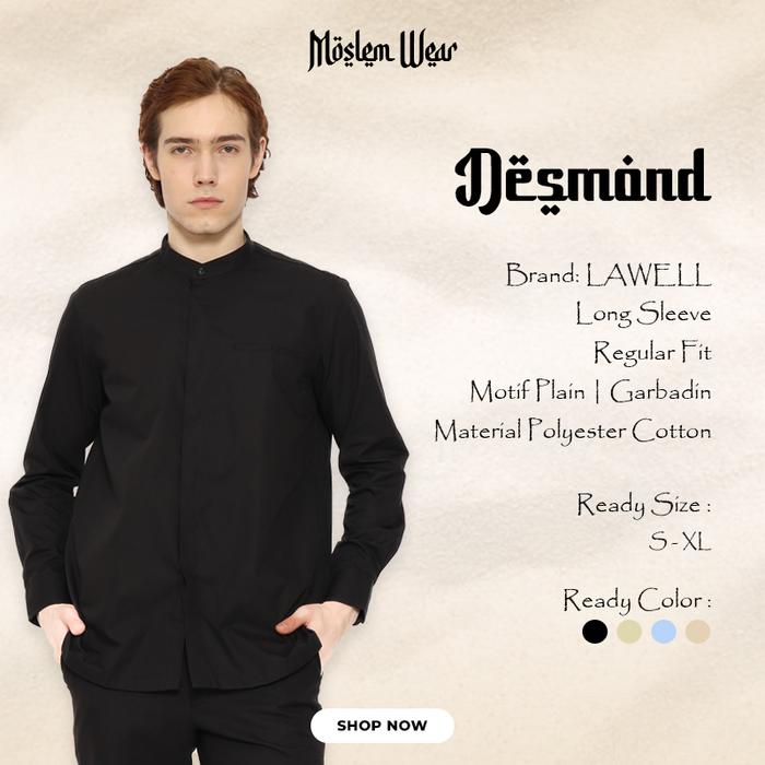LAWELL DESMOND-L Baju Koko Pria Lengan Panjang Regular Fit Garbadin Kecil