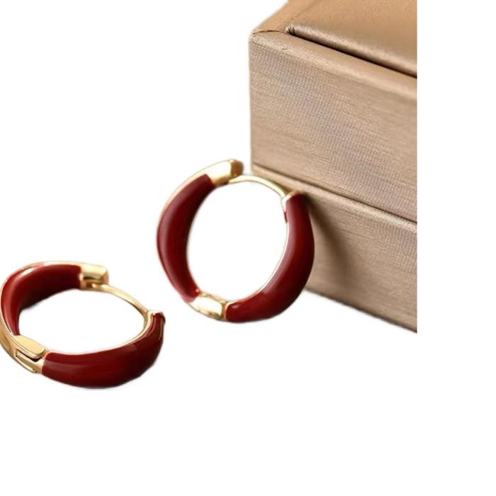 ANT02 ANTING KLIP BULAT MERAH MARUN GOLD