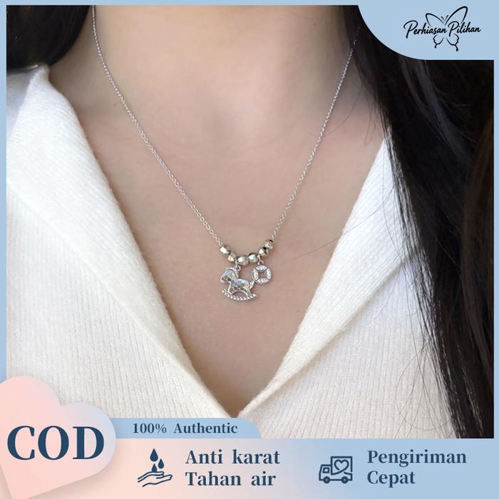 Perhiasan Pilihan S925 Perak Murni Kalung Liontin Kuda Kecil untuk Wanita | Model Baru 2026 Shio Kud